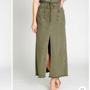 Free People NEW Woke Up Like This Maxi Skirt in Olive Sparrow / XS